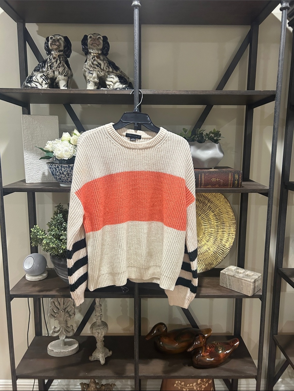 Sanctuary medium Cream & Orange Striped Knit Sweater